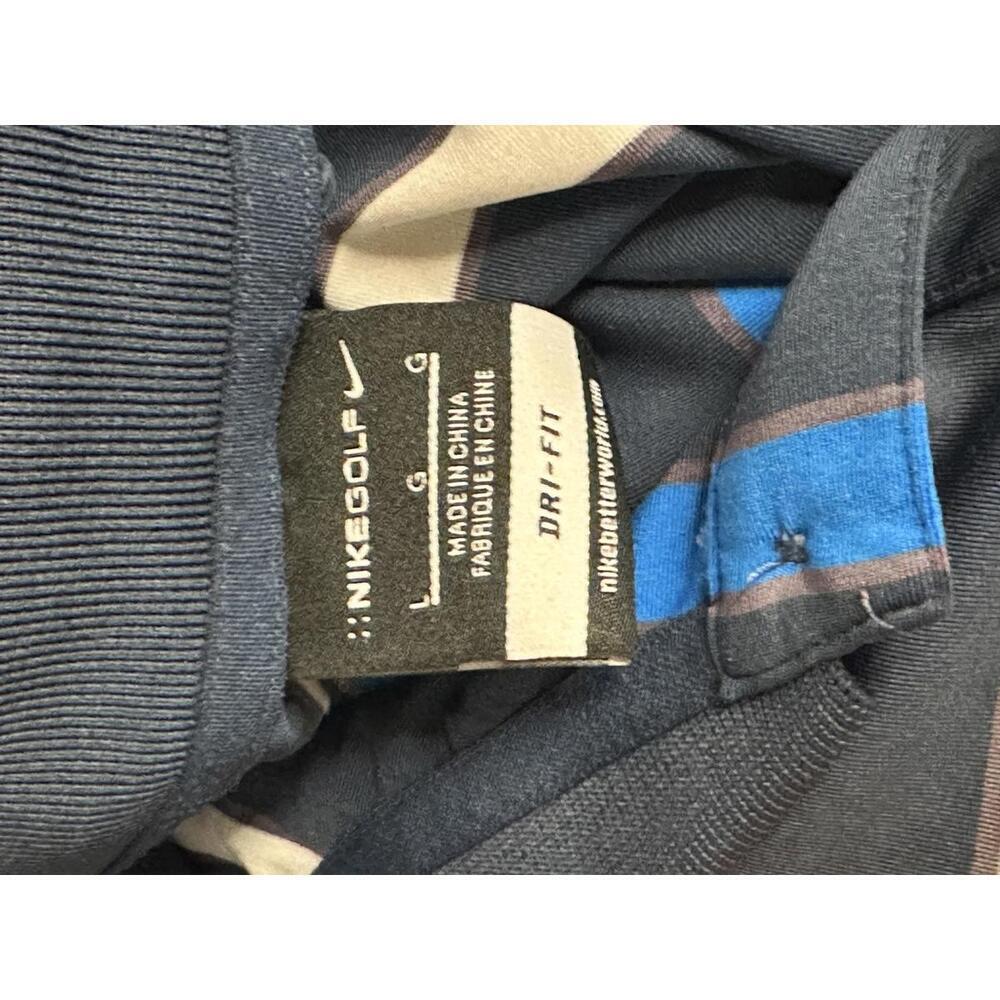 Nike Golf Dri-Fit activewear blue/grey striped polo shirt Size Large - Picture 7 of 7